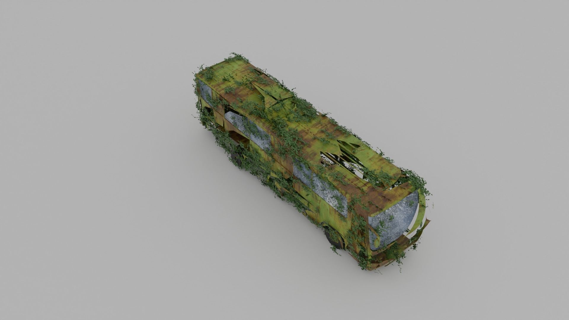 Damaged Rusty Bus Low-poly 3D model_4