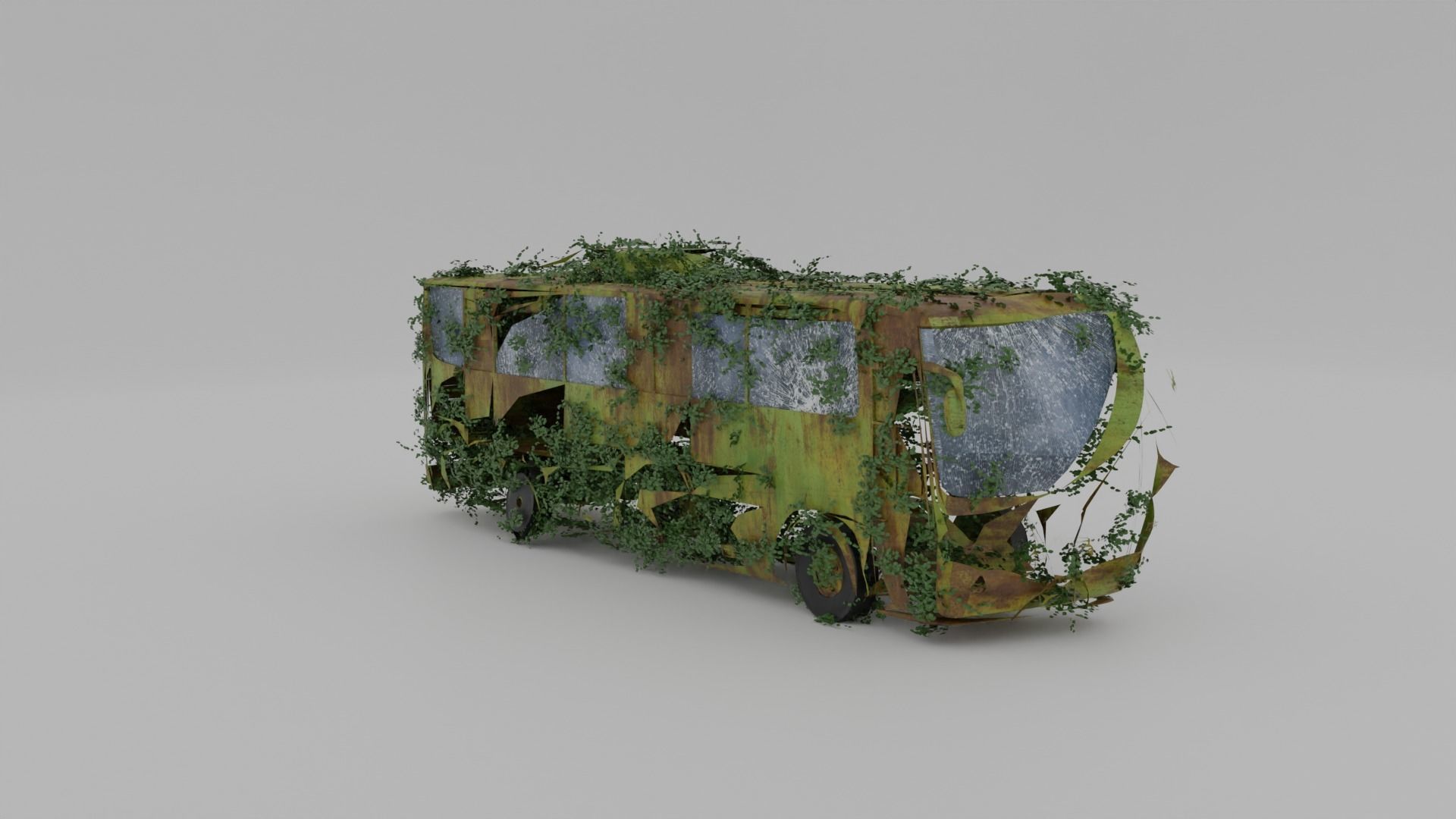 Damaged Rusty Bus Low-poly 3D model_6
