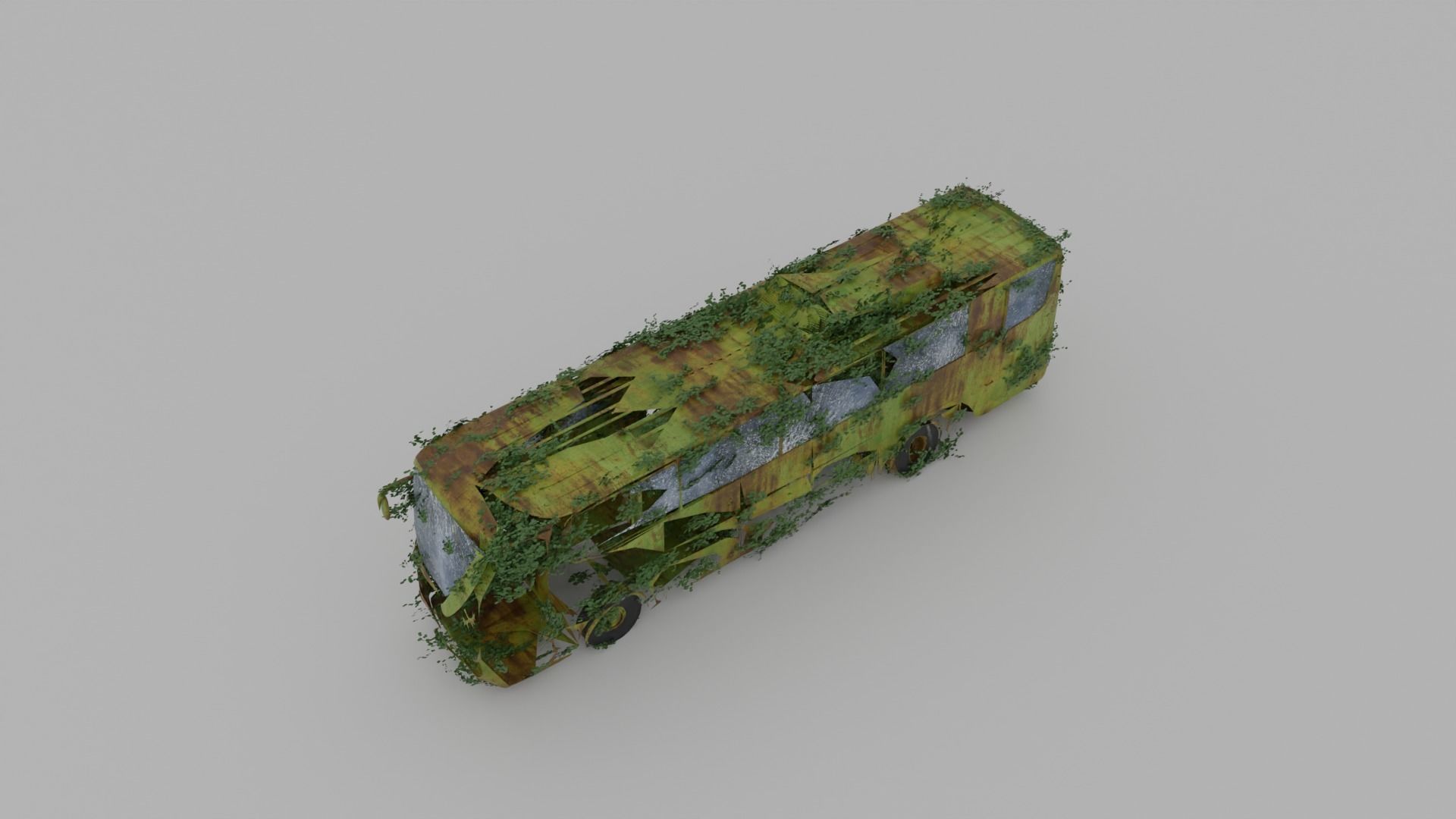 Damaged Rusty Bus Low-poly 3D model_3
