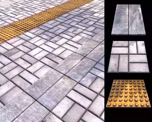 stone walkway paving 3d model - set 003 3D model