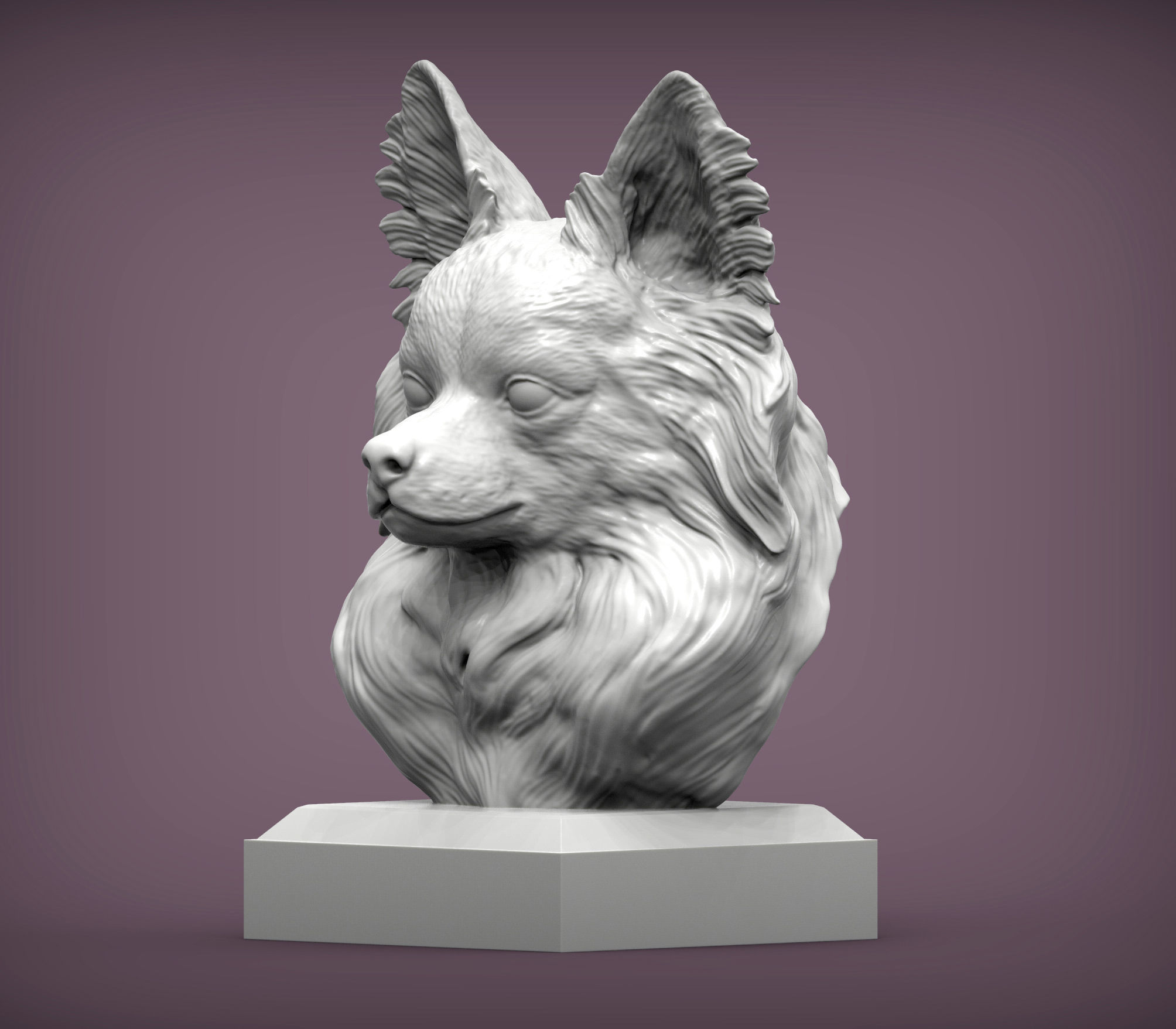 papillon bust 3D print model_2