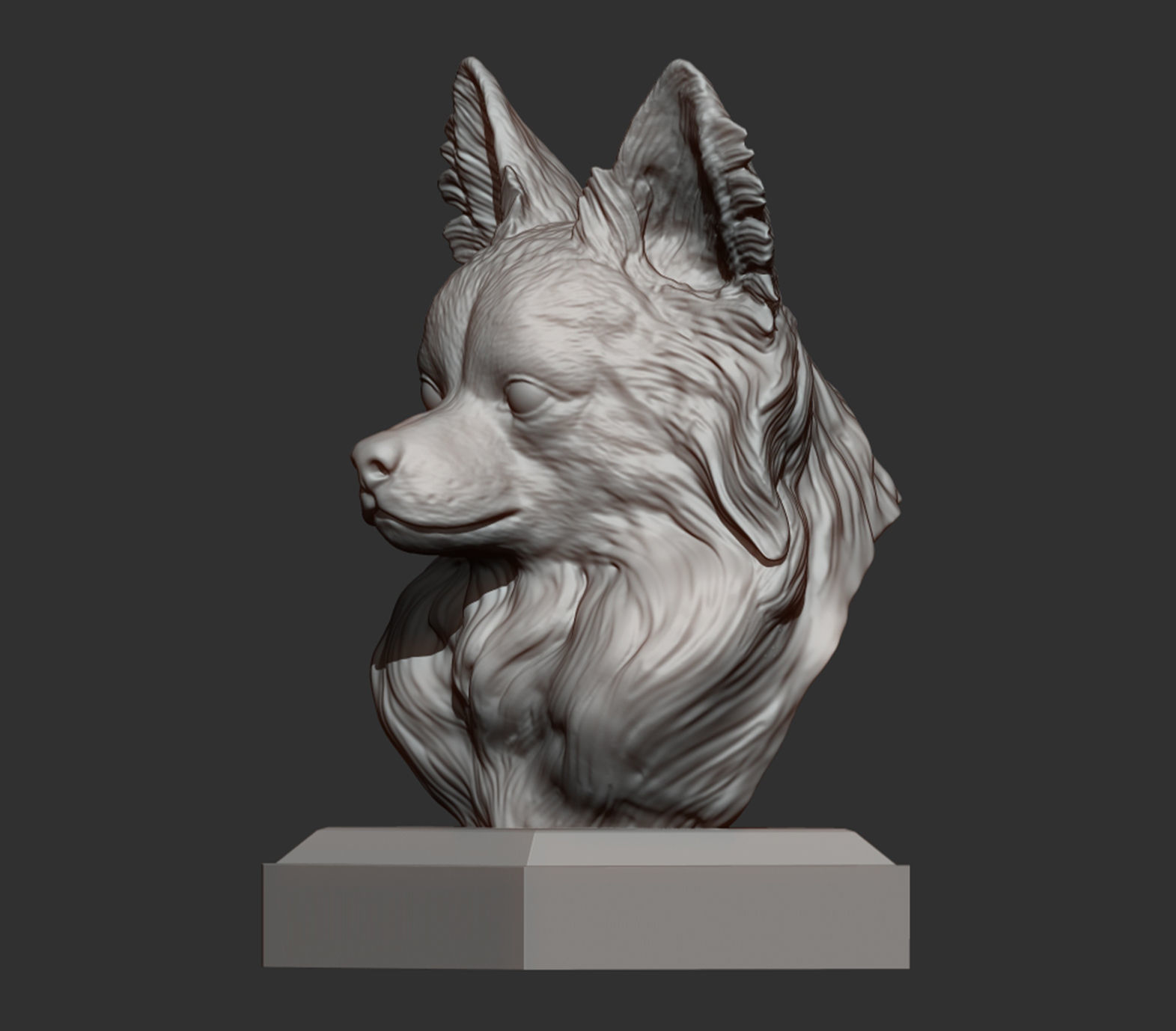papillon bust 3D print model_3