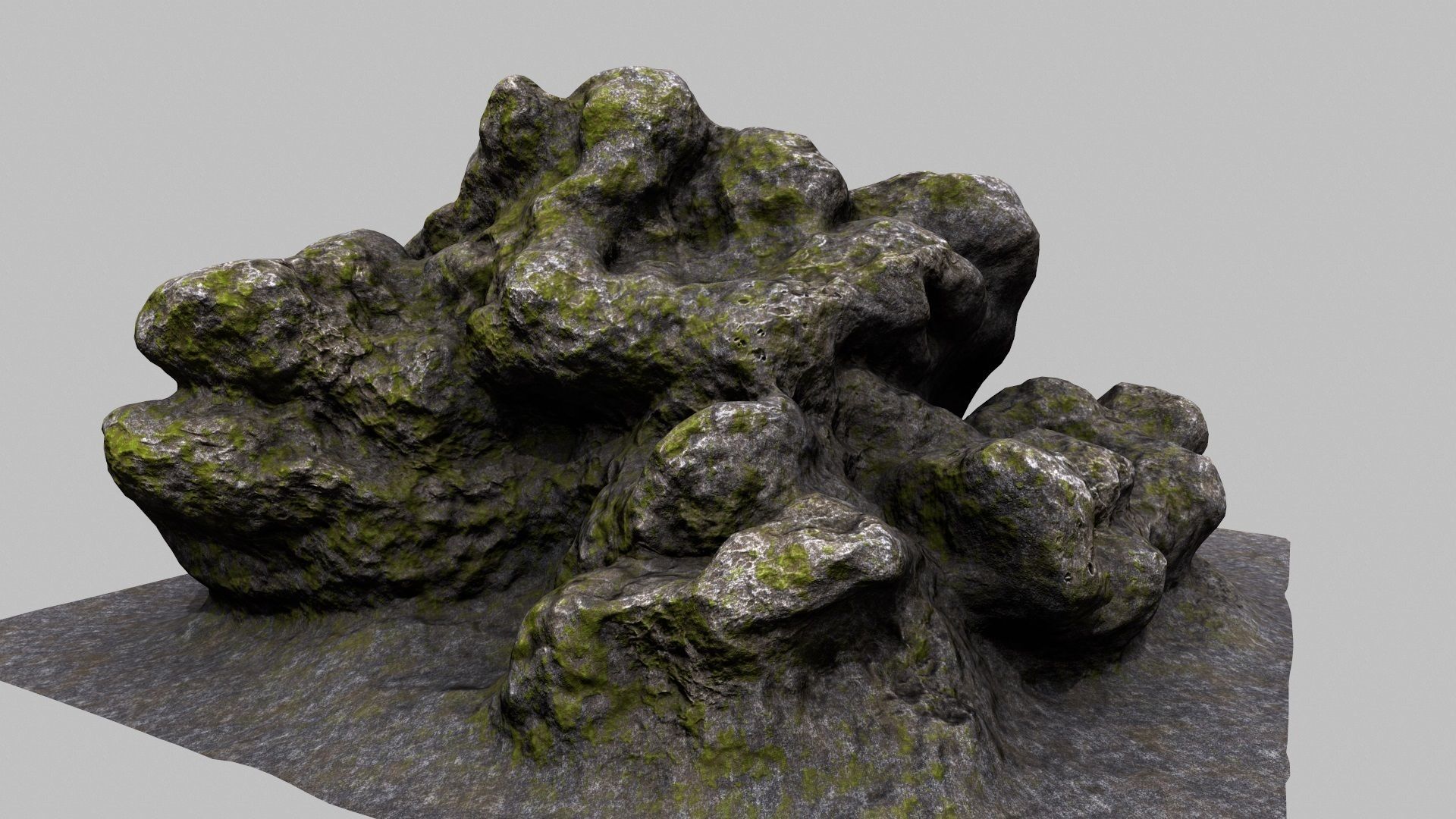 mossy rock 3D model_2