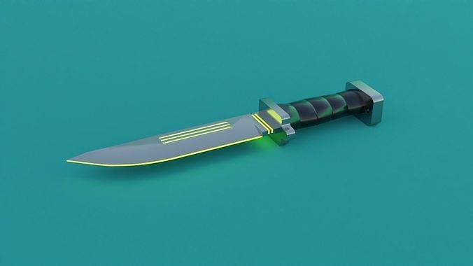 SCI-FI knife 3D model yellow 3D model