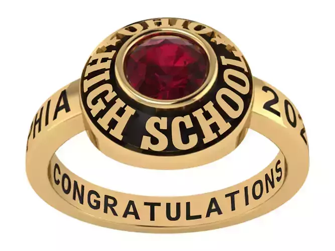 Personalized Class Ring - Single Oval Stone Size 7
