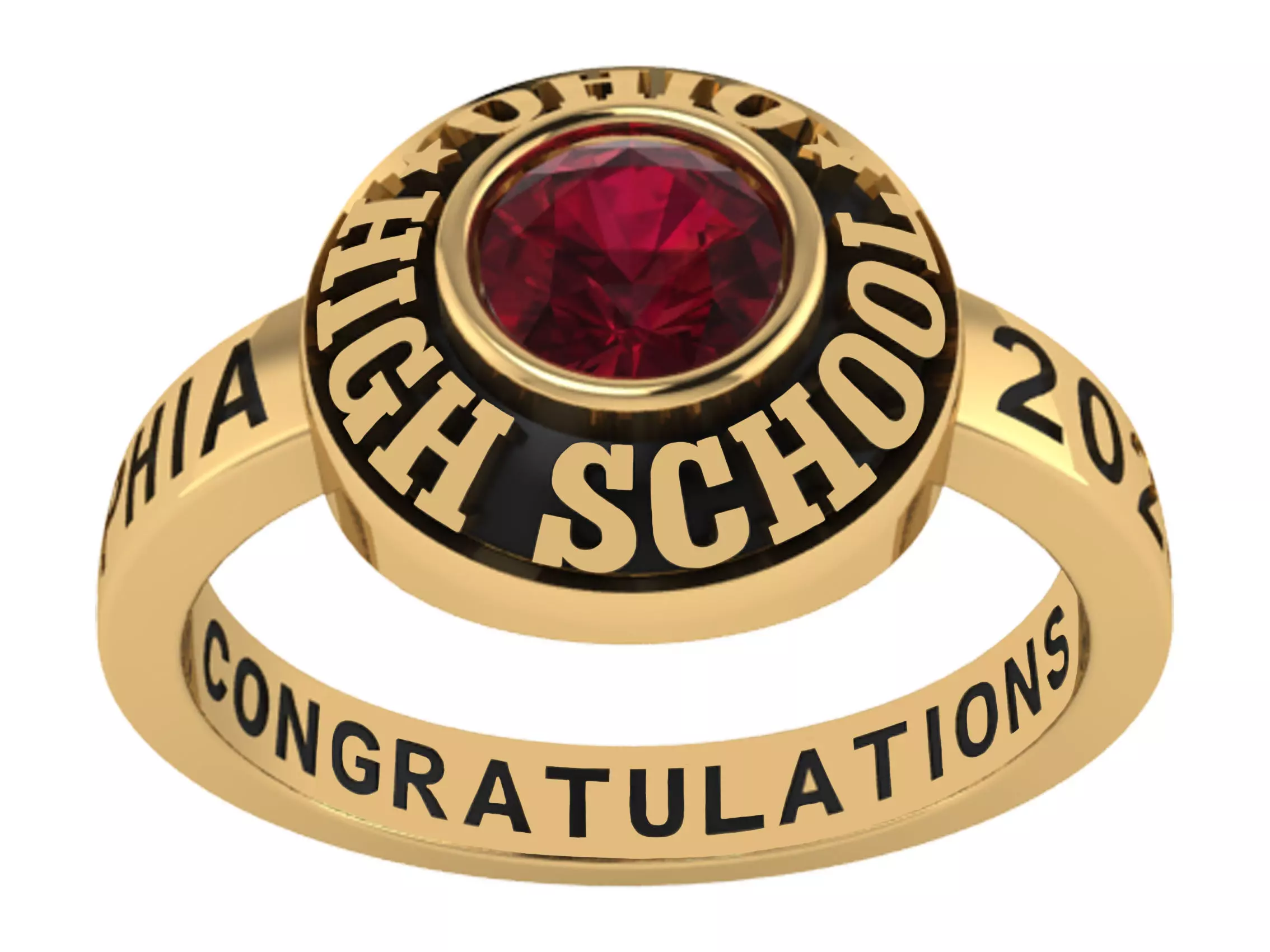 Personalized Class Ring - Single Oval Stone Size 7 3D print model