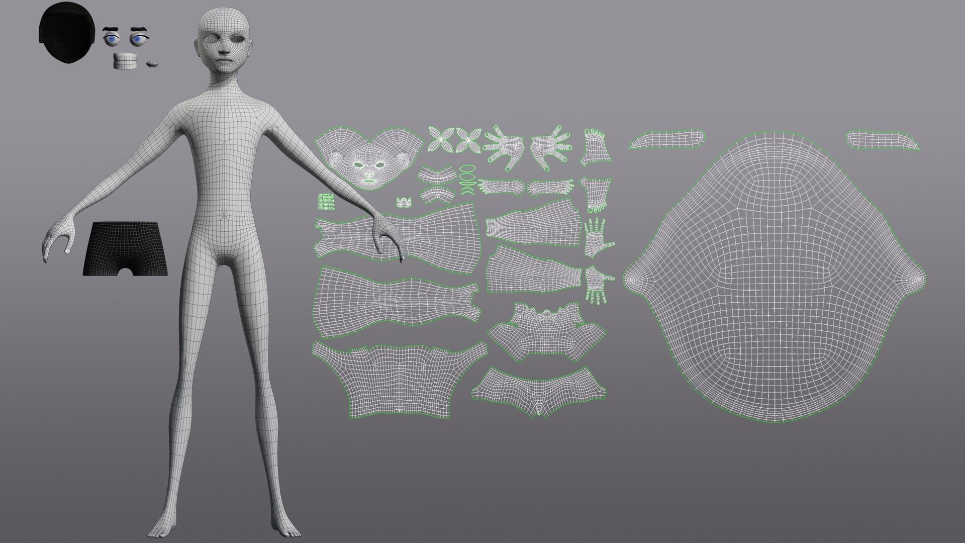 Male Cartoon Character Base Mesh Low-Poly 3D Model Low-poly 3D model_1