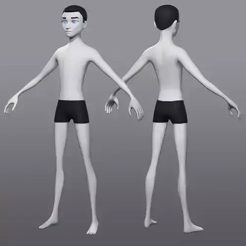 Male Cartoon Character Base Mesh Low-Poly 3D Model Low-poly 3D model