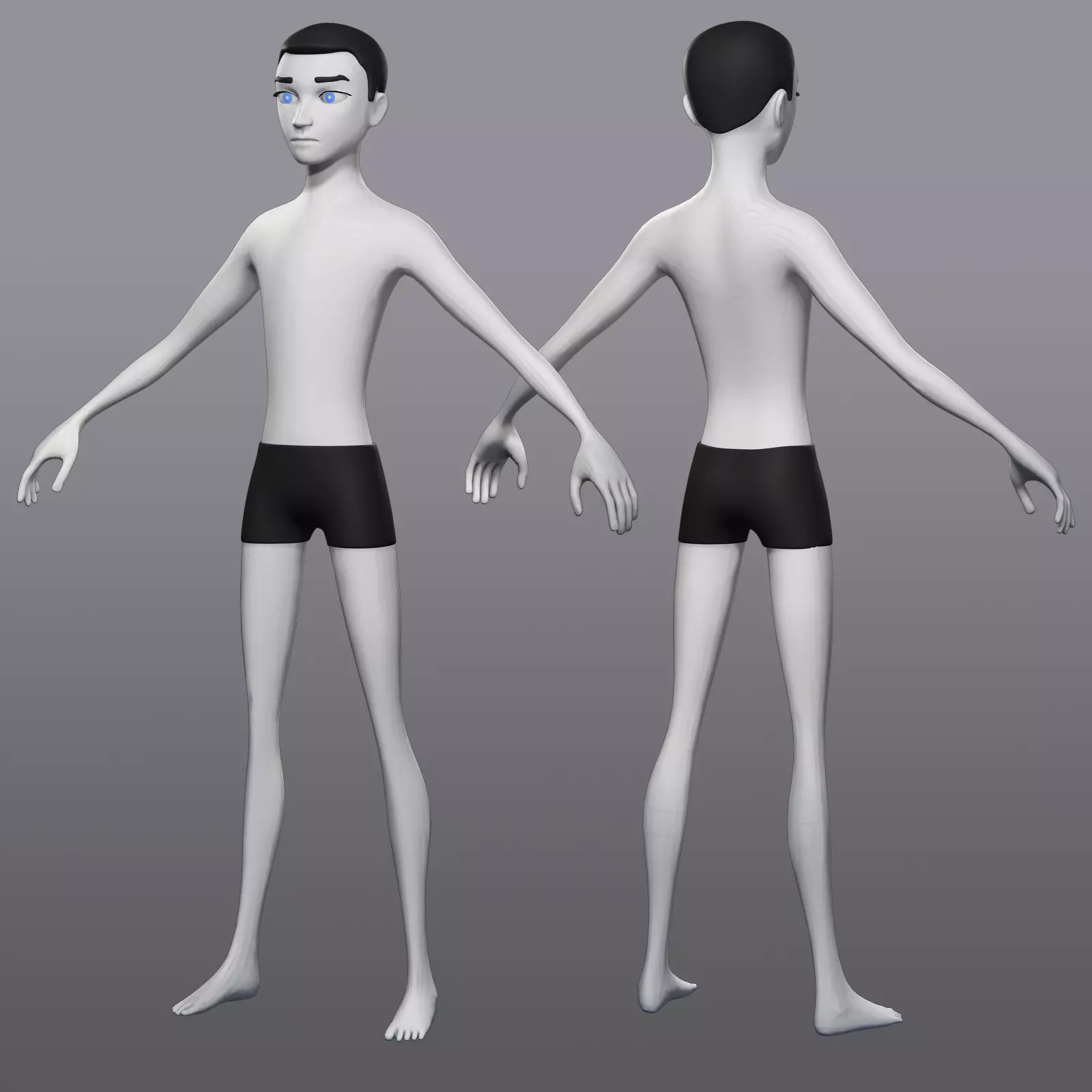 Male Cartoon Character Base Mesh Low-Poly 3D Model Low-poly 3D model_0