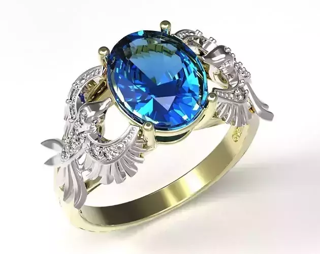 Ring topaz and diamond