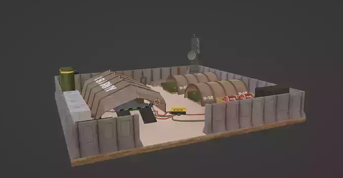 USA Army Base Camp Low-poly 3D model Low-poly 3D model