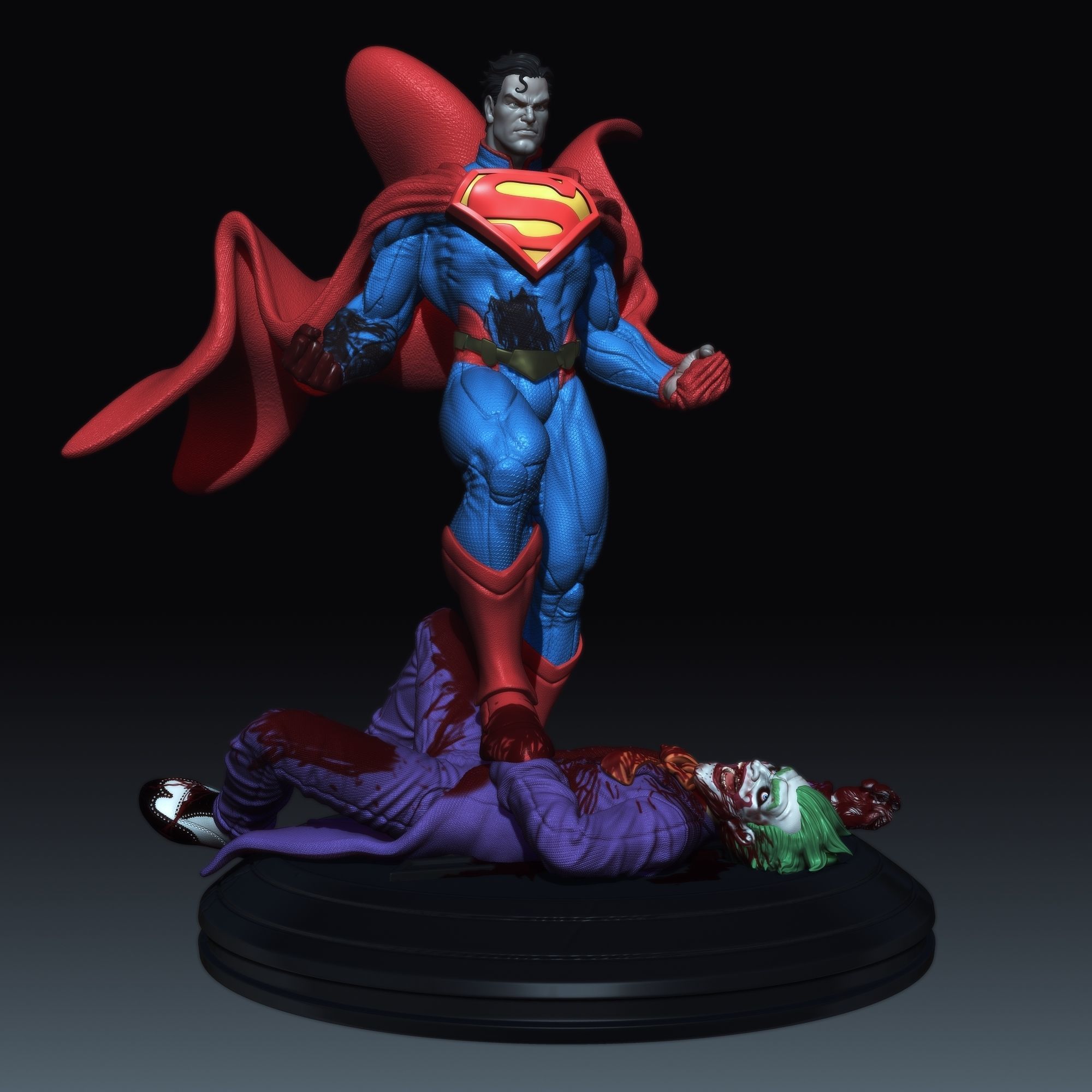 Coupon Free Bust Superman kills Joker fanarts stl 3d print Free 3D print model_5