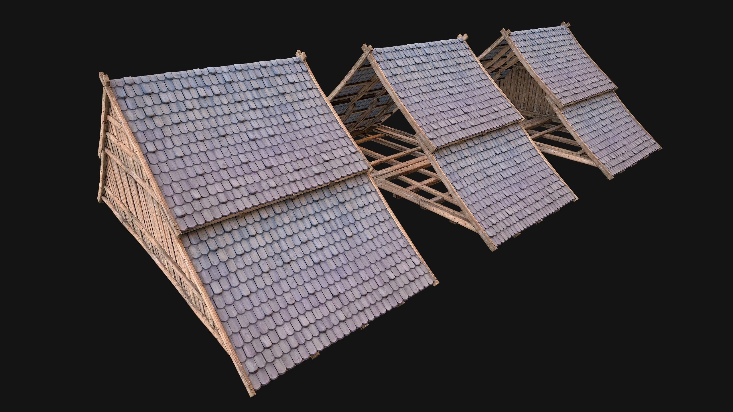 Medieval Tiled Roof for House Low-poly 3D model_30
