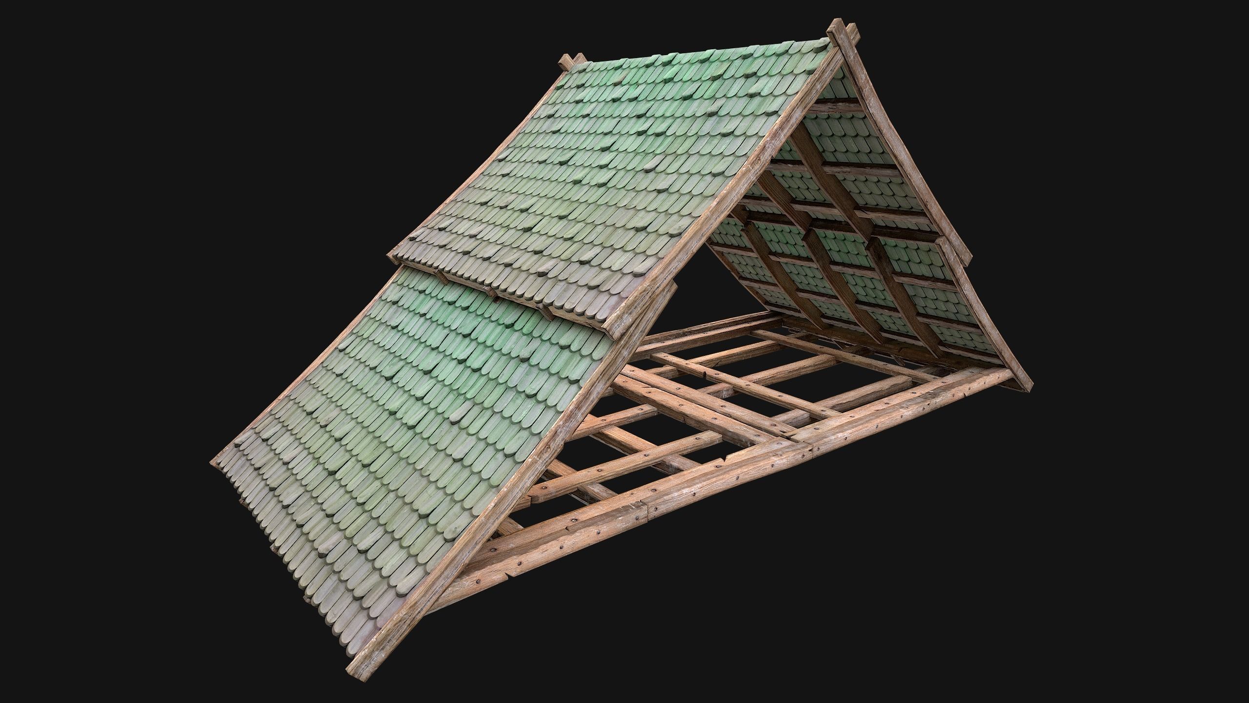 Medieval Tiled Roof for House Low-poly 3D model_41