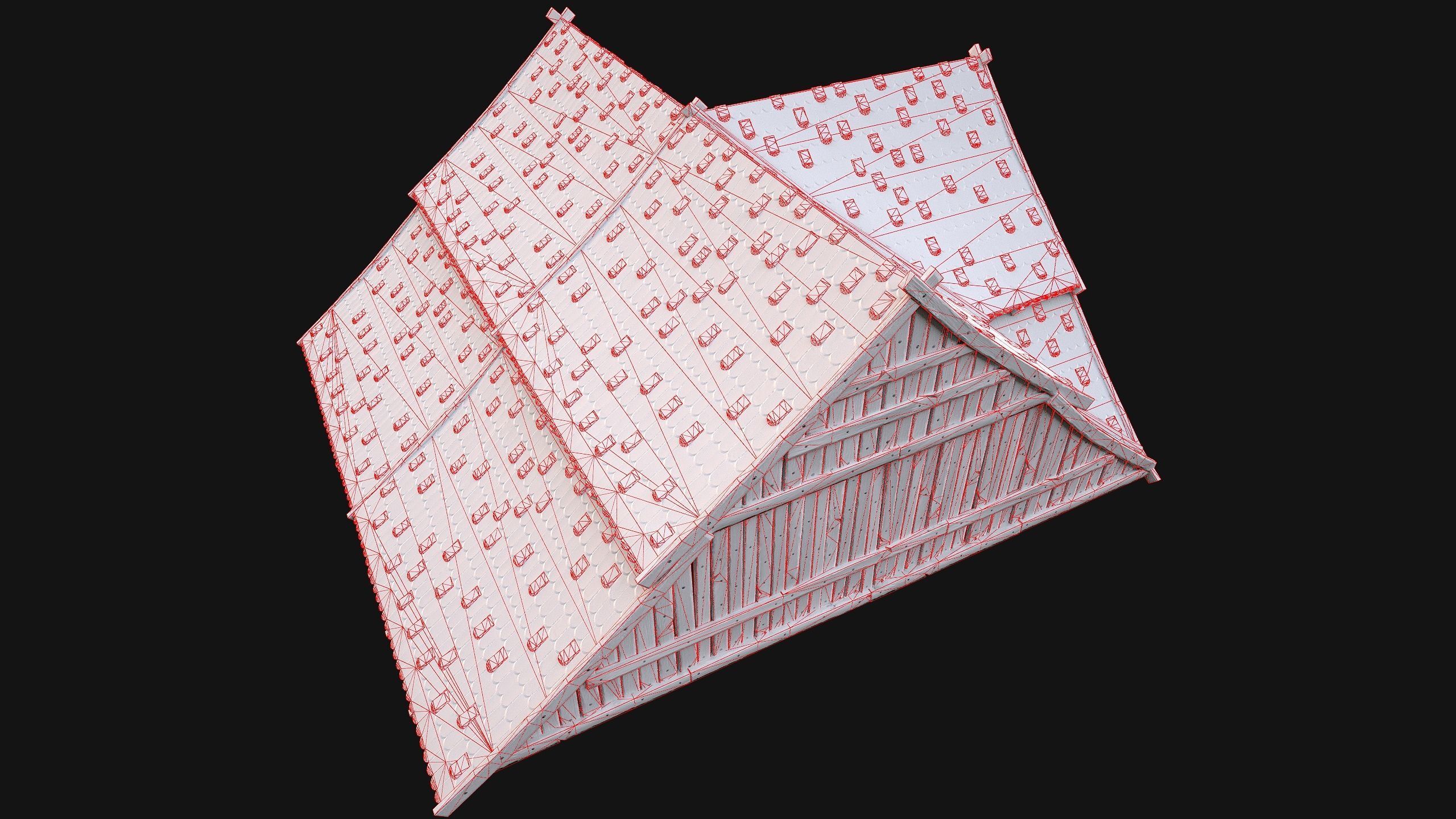 Medieval Tiled Roof for House Low-poly 3D model_45