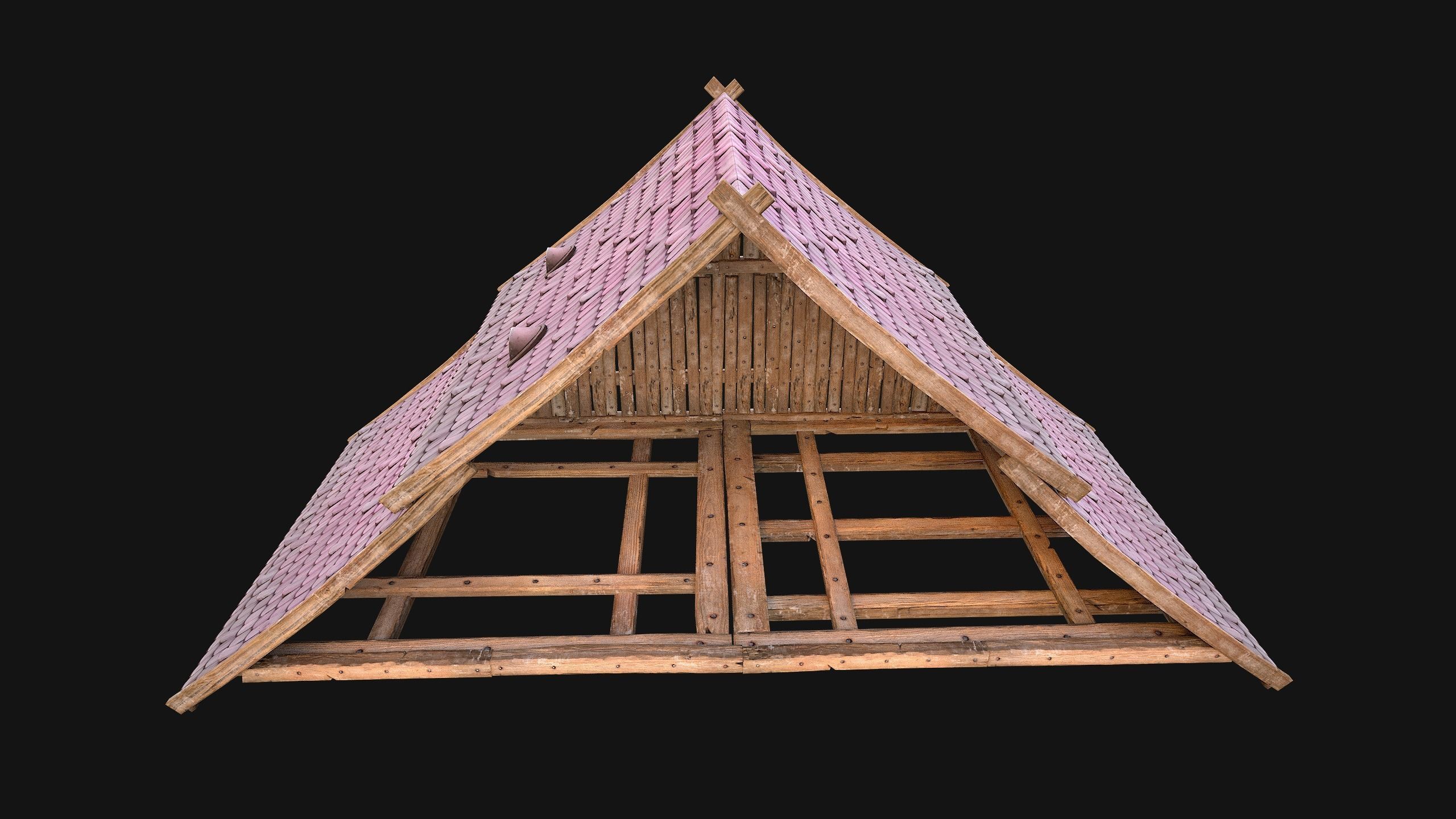 Medieval Tiled Roof for House Low-poly 3D model_37