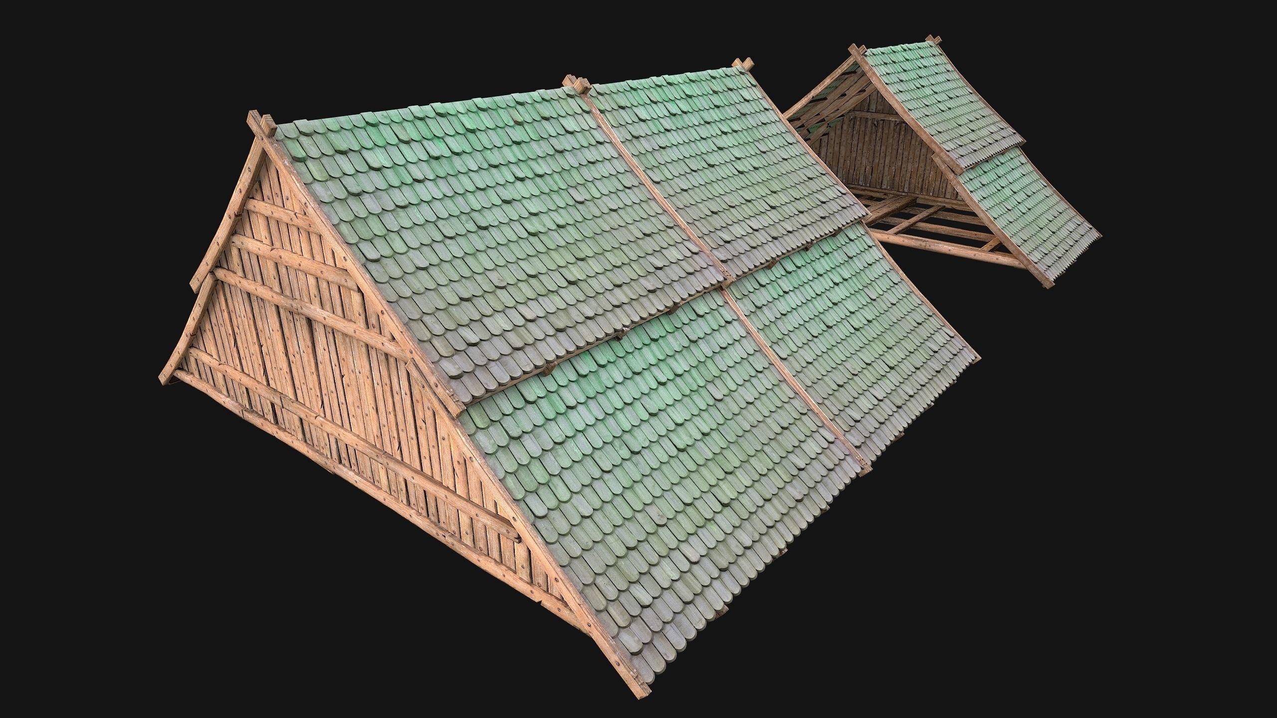 Medieval Tiled Roof for House Low-poly 3D model_31