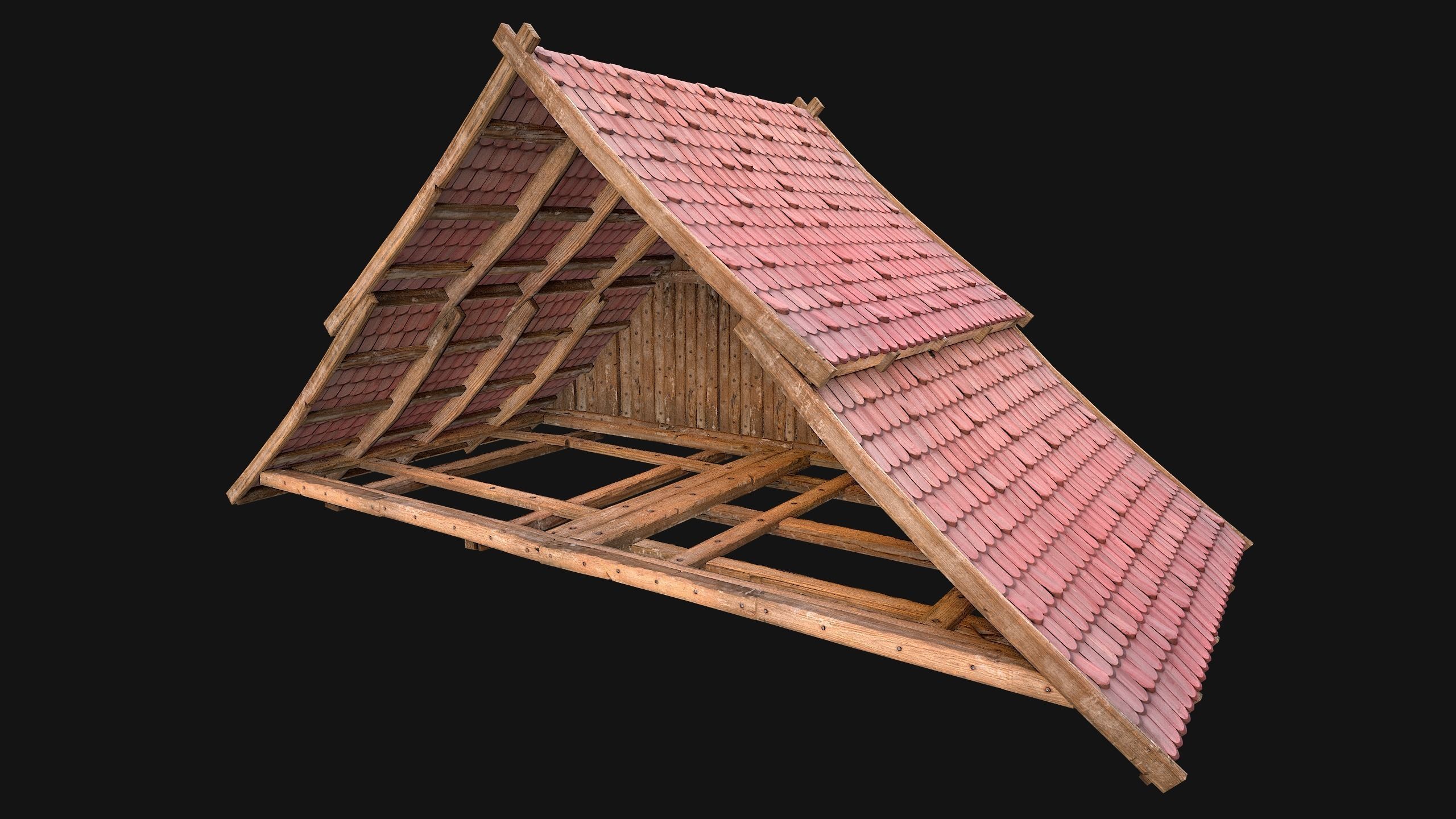 Medieval Tiled Roof for House Low-poly 3D model_36