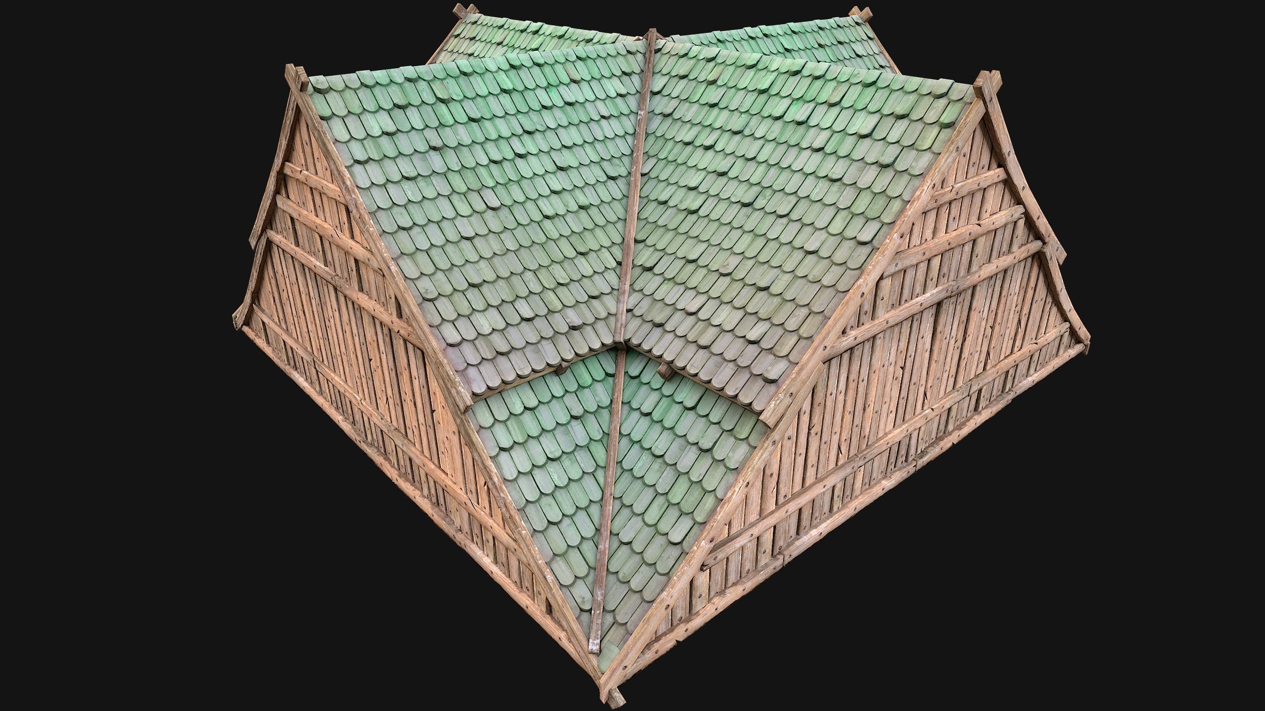 Medieval Tiled Roof for House Low-poly 3D model_18