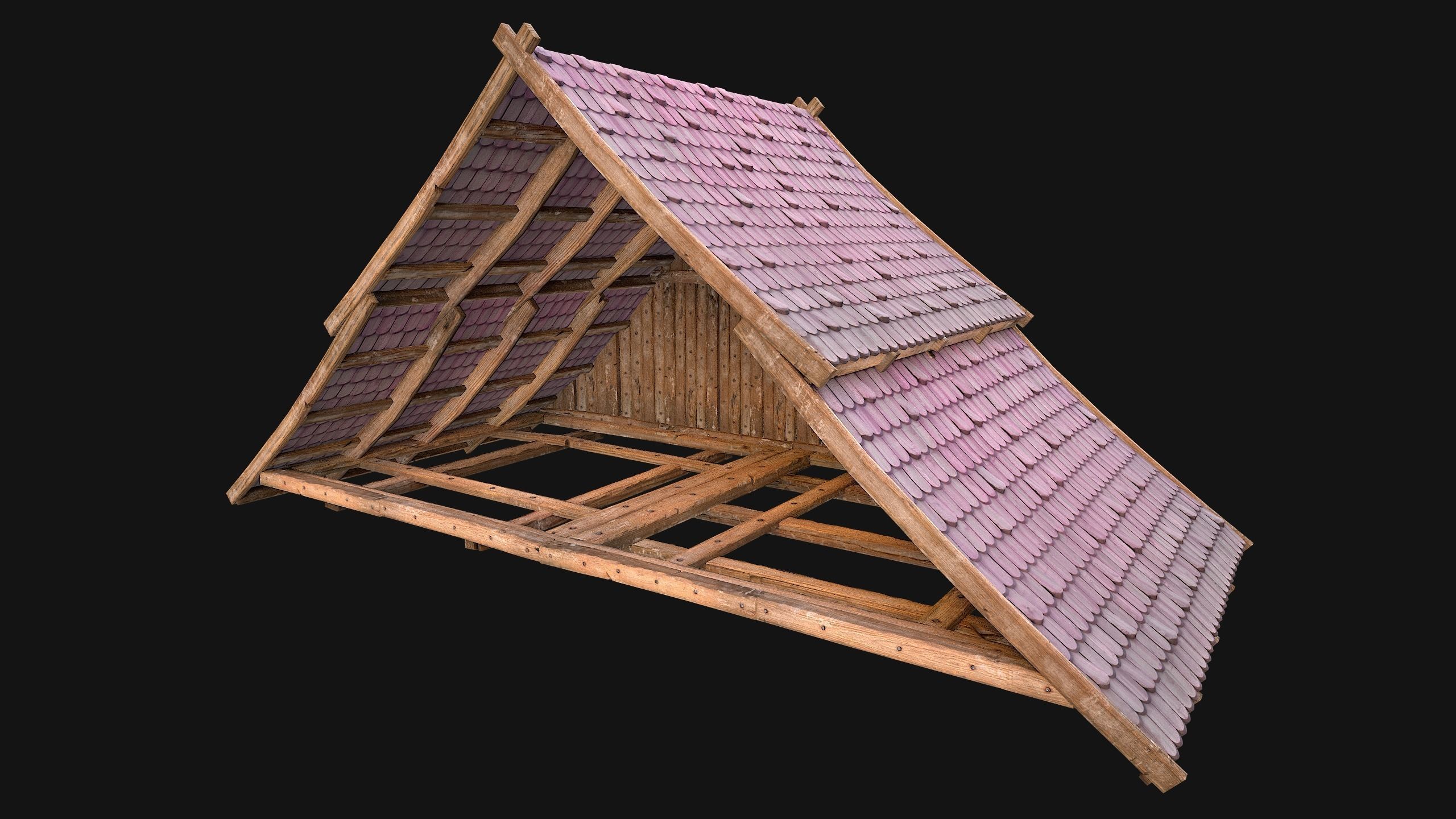 Medieval Tiled Roof for House Low-poly 3D model_14