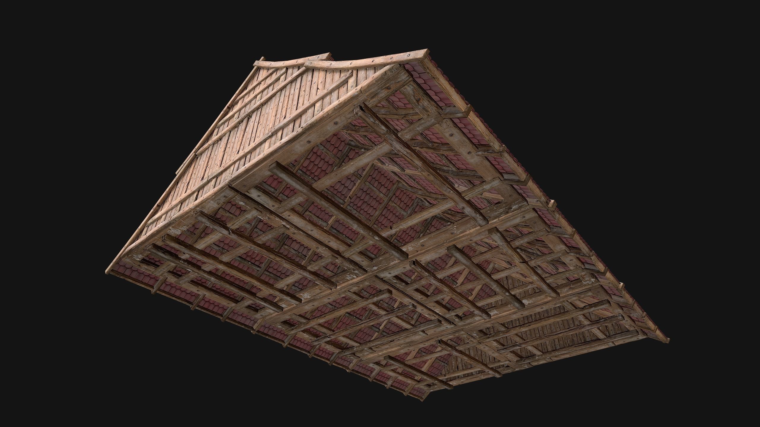 Medieval Tiled Roof for House Low-poly 3D model_34