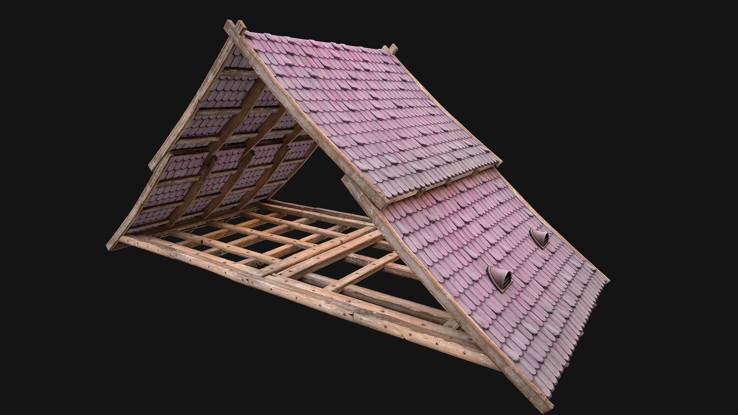 Medieval Tiled Roof for House Low-poly 3D model_39