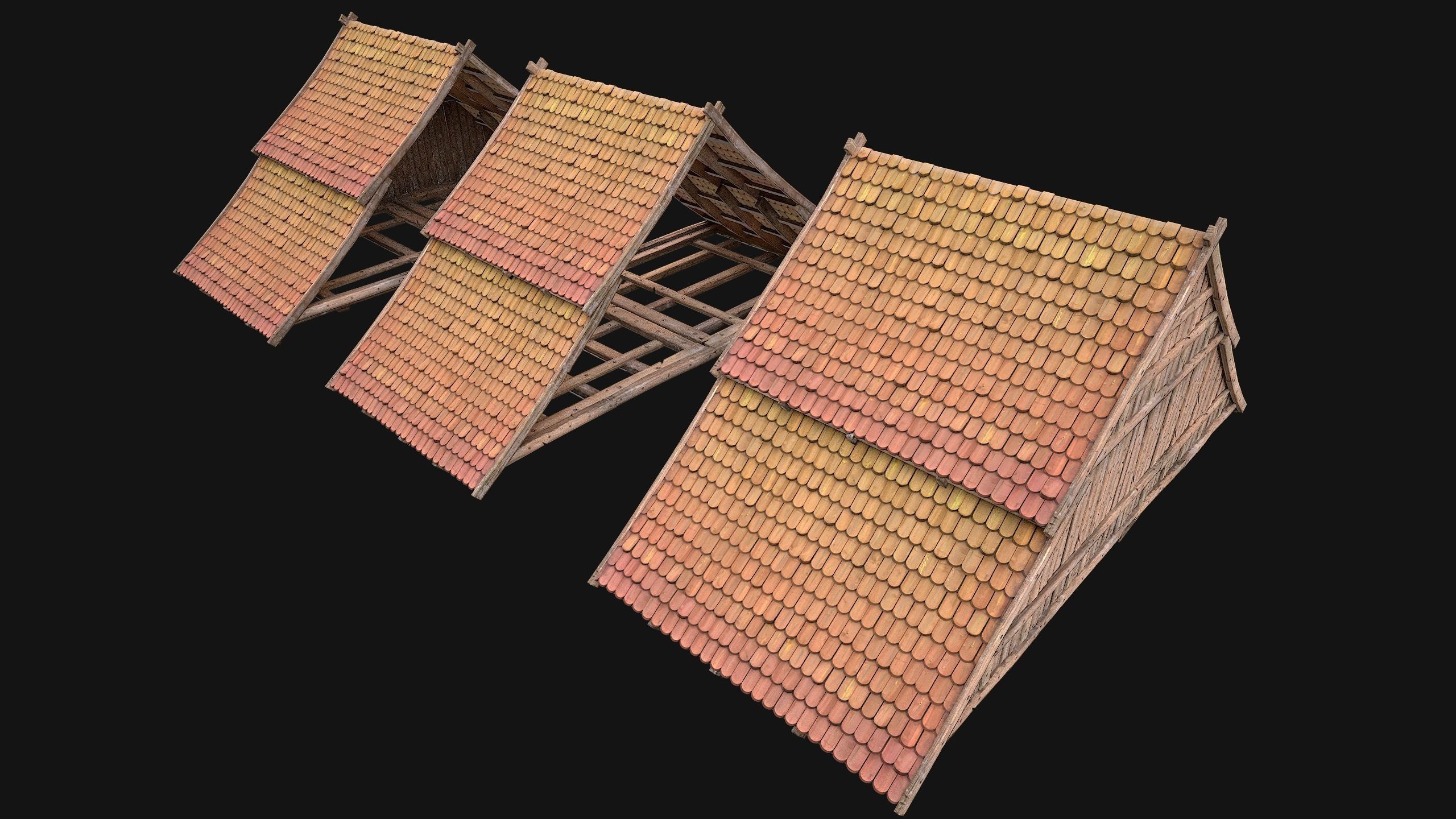 Medieval Tiled Roof for House Low-poly 3D model_32