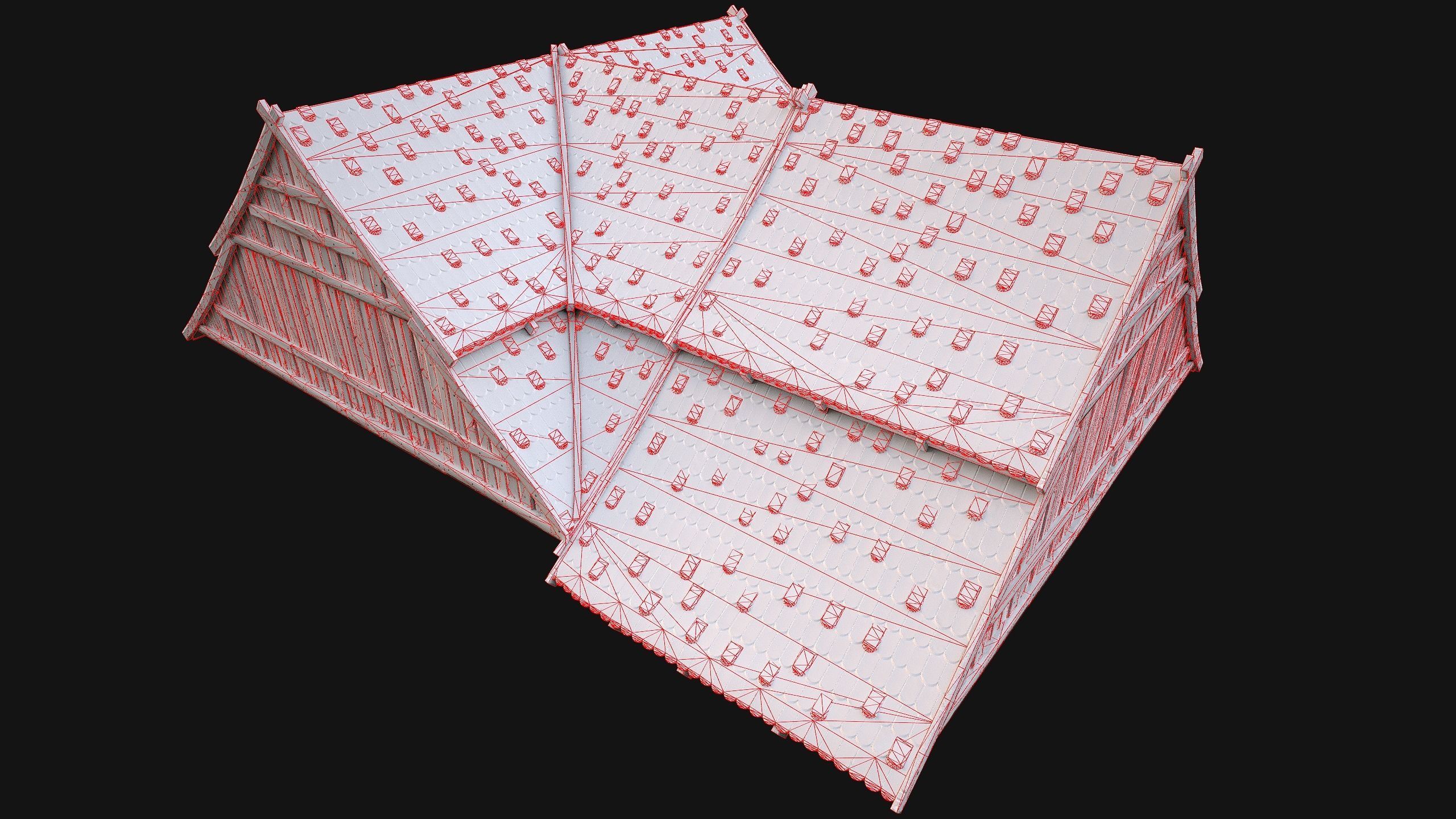 Medieval Tiled Roof for House Low-poly 3D model_44