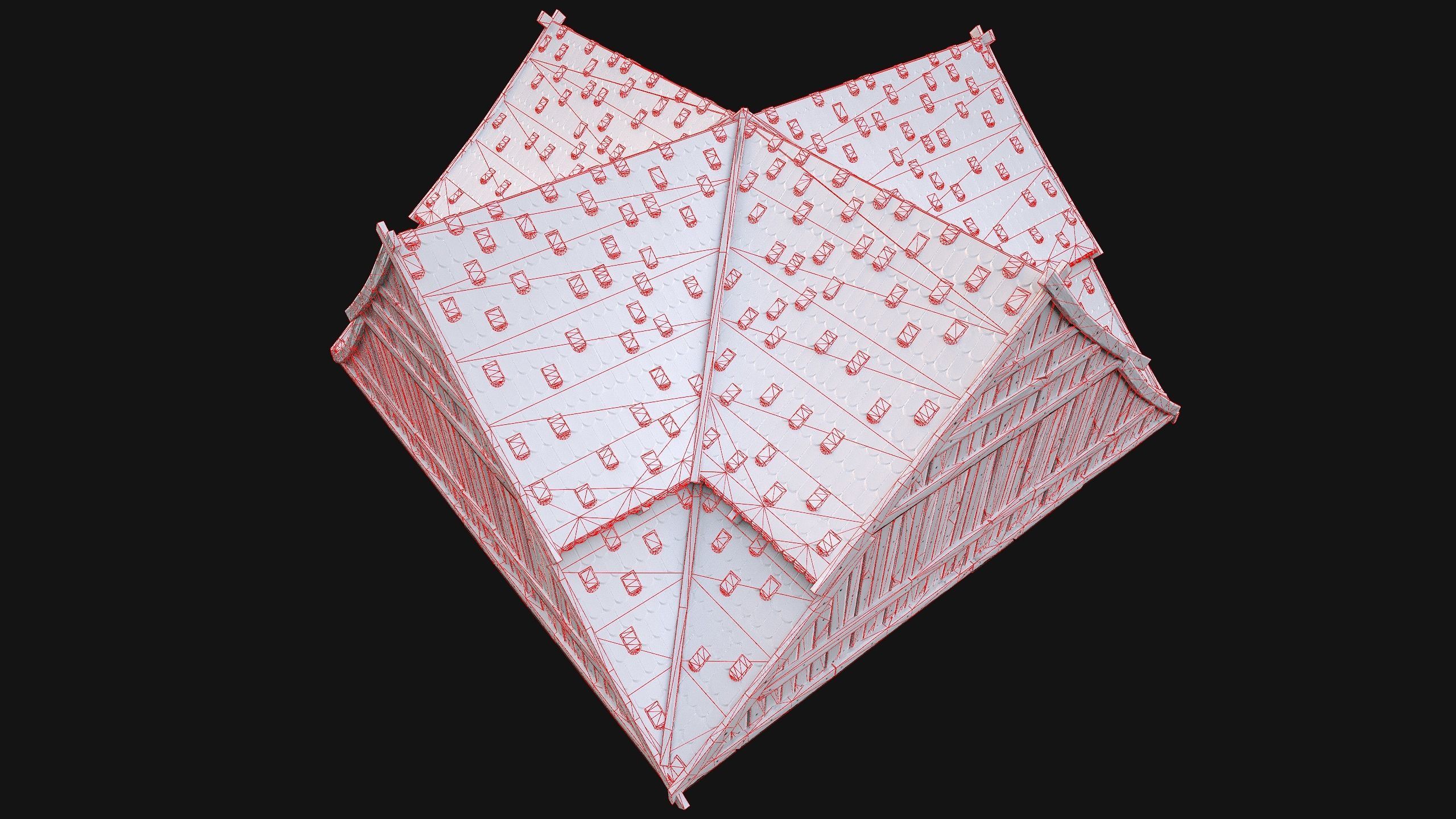 Medieval Tiled Roof for House Low-poly 3D model_46