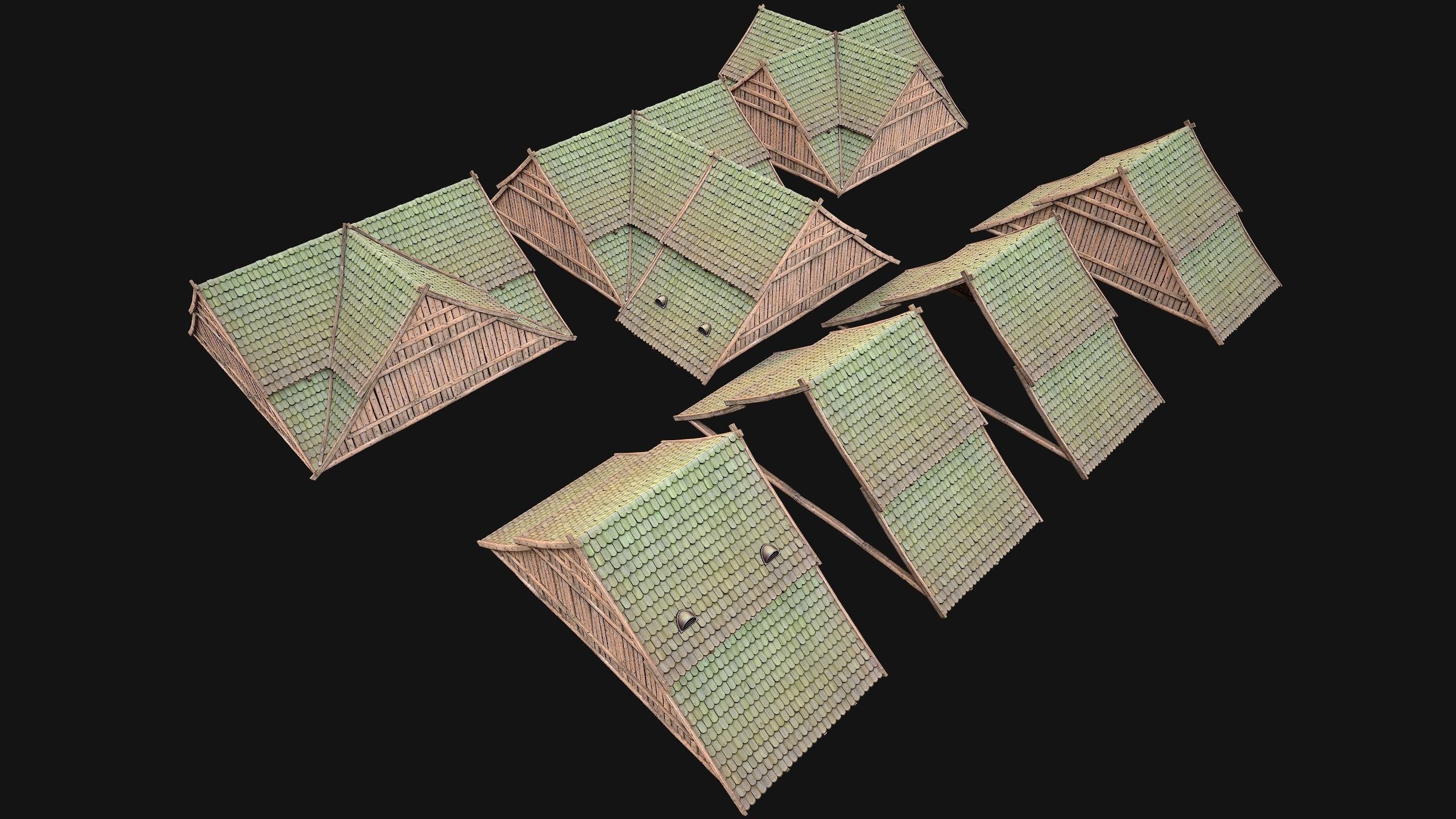 Medieval Tiled Roof for House Low-poly 3D model_21