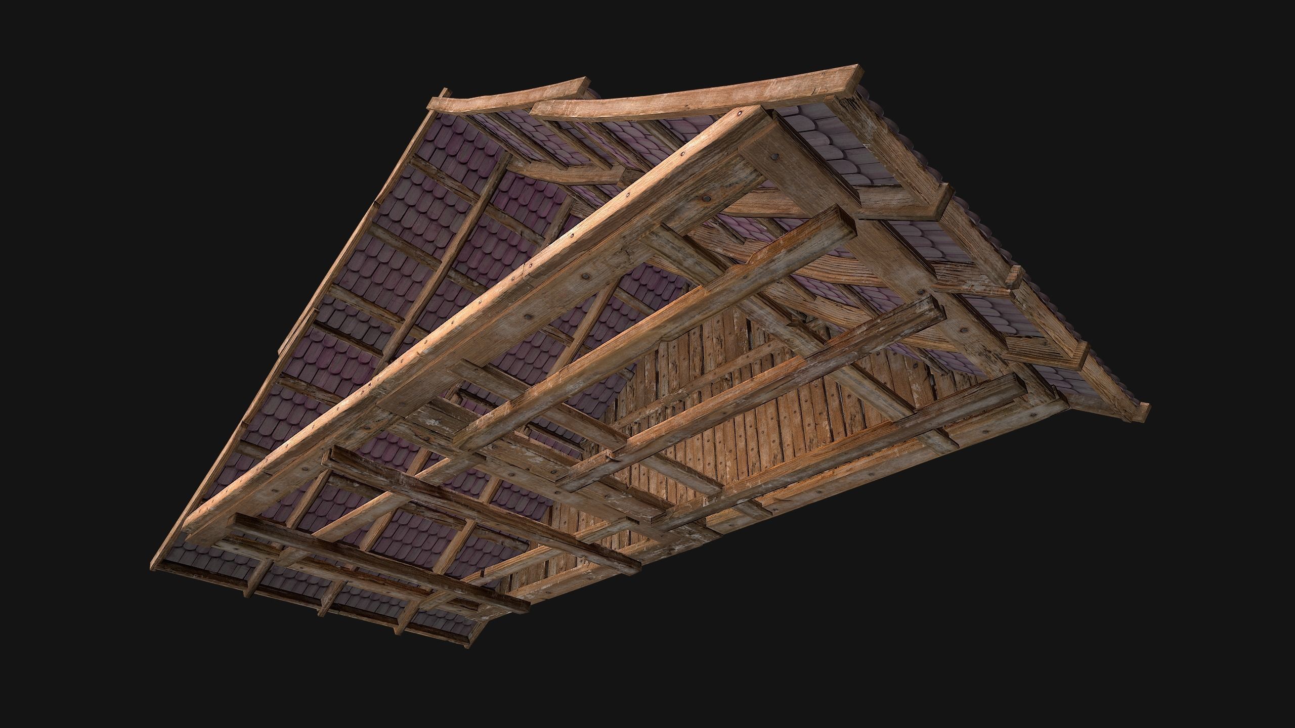 Medieval Tiled Roof for House Low-poly 3D model_38