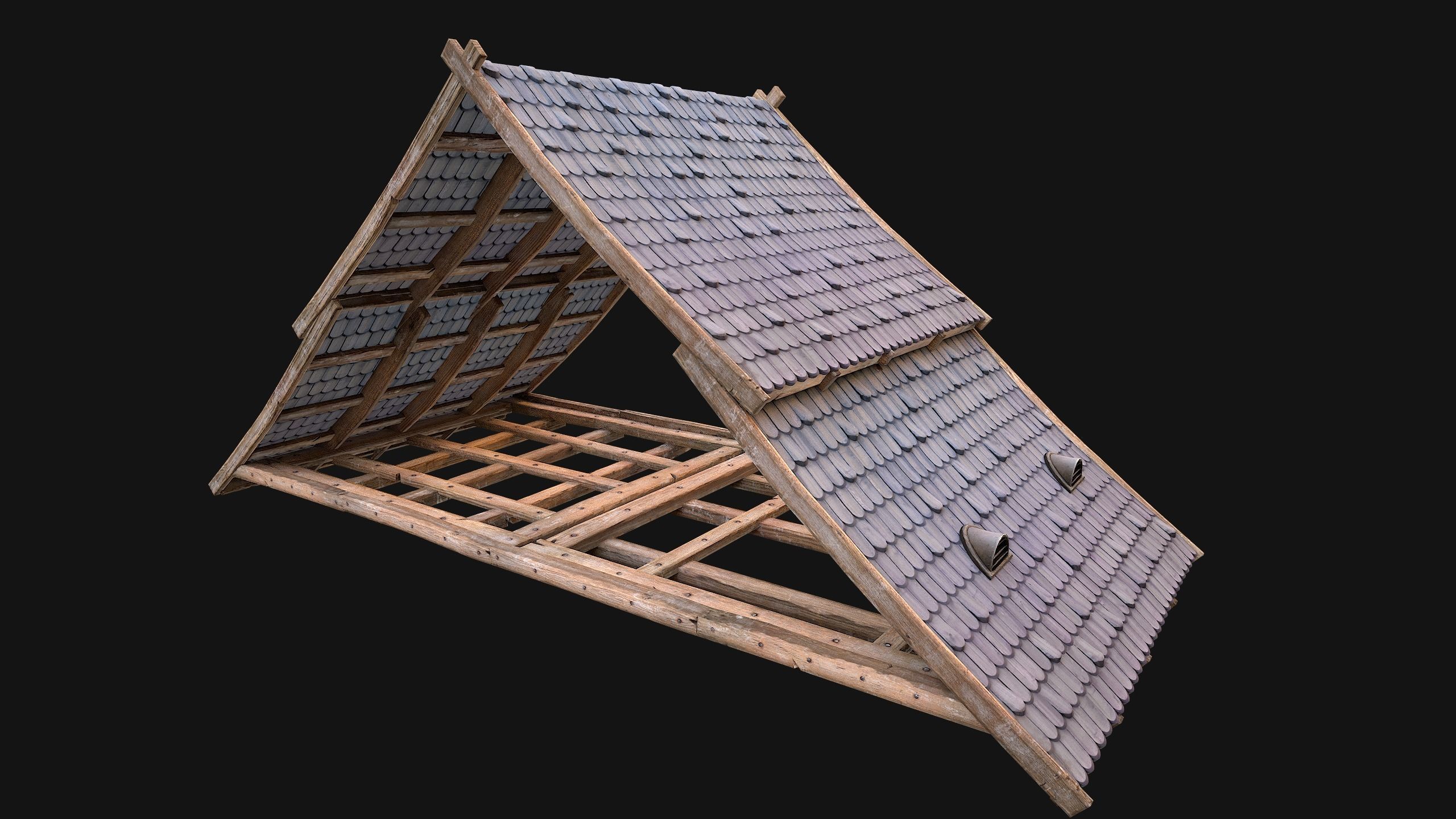 Medieval Tiled Roof for House Low-poly 3D model_40