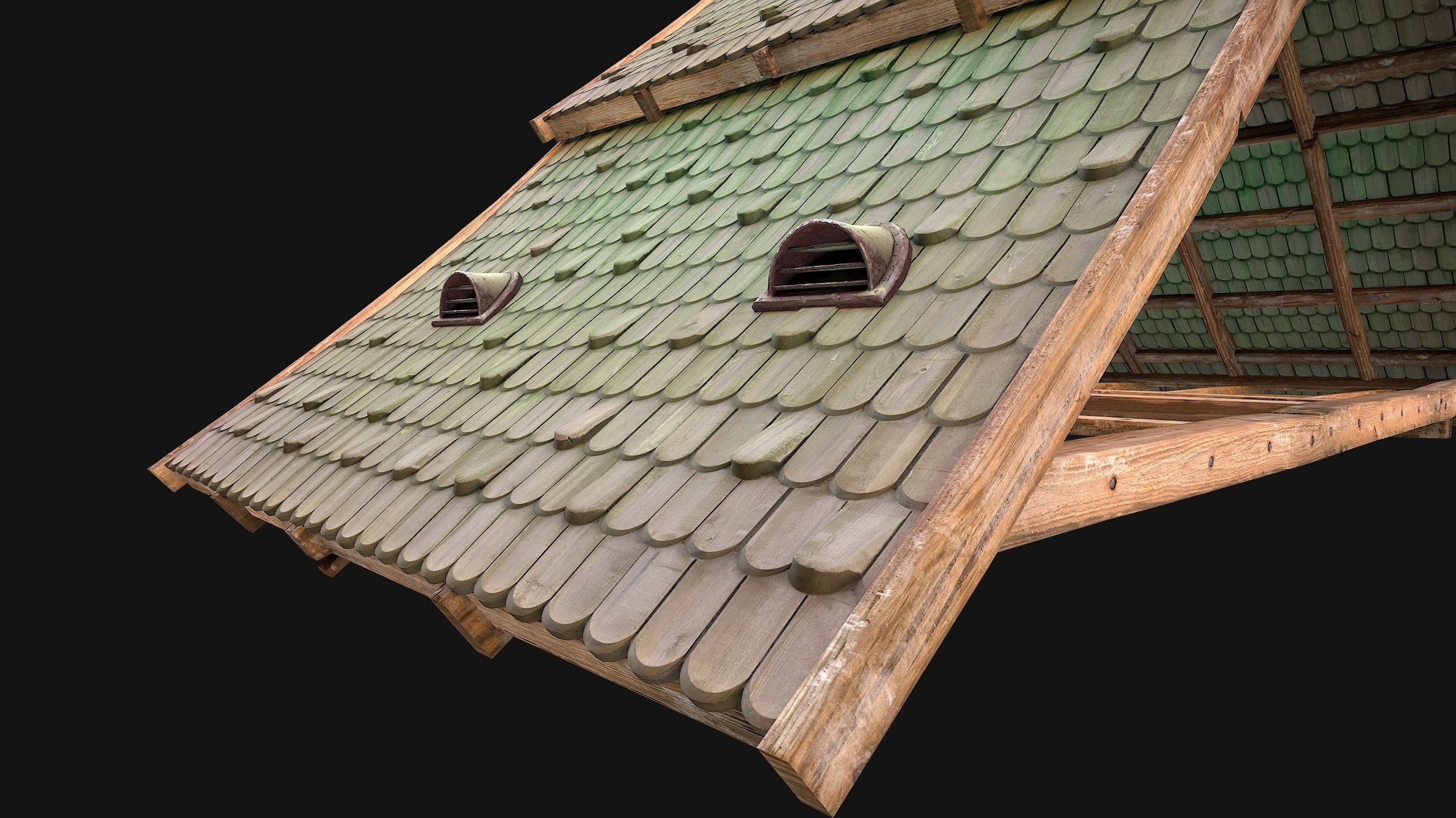 Medieval Tiled Roof for House Low-poly 3D model_42
