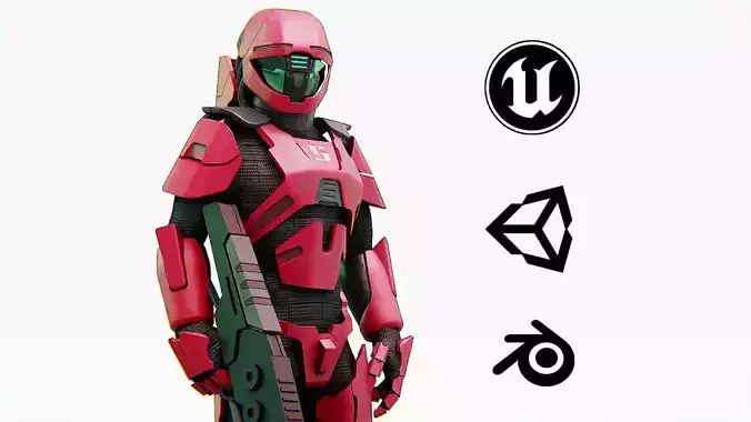 CYBORG SOLDIER Rigged for Unreal Engine - Unity - MIXAMO  3D model