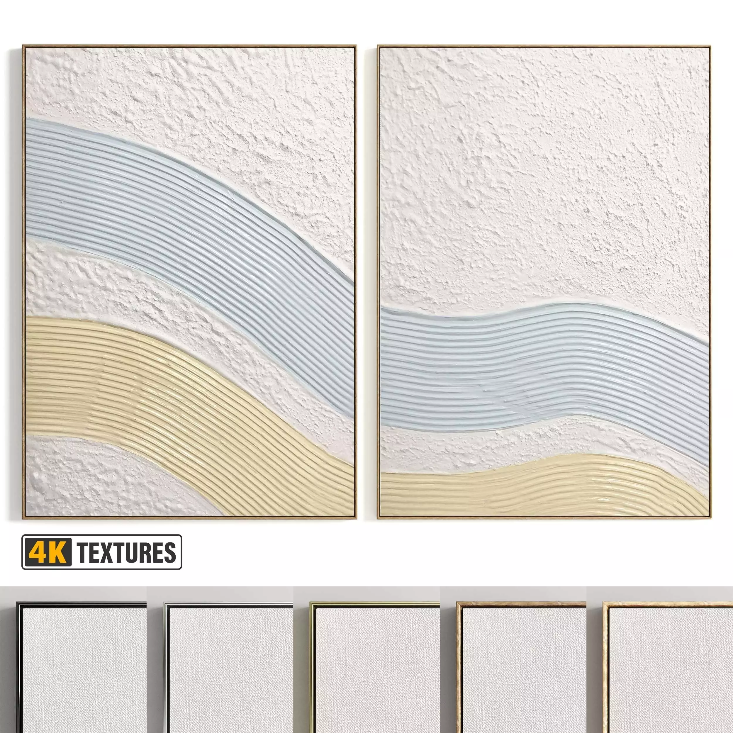 Plaster Two Photo Frame 450 Low-poly 3D model_0