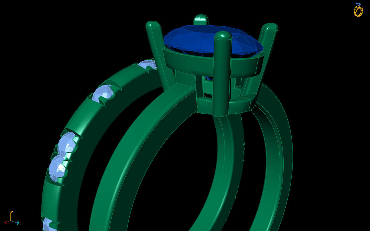 duble rings 3D print model_4