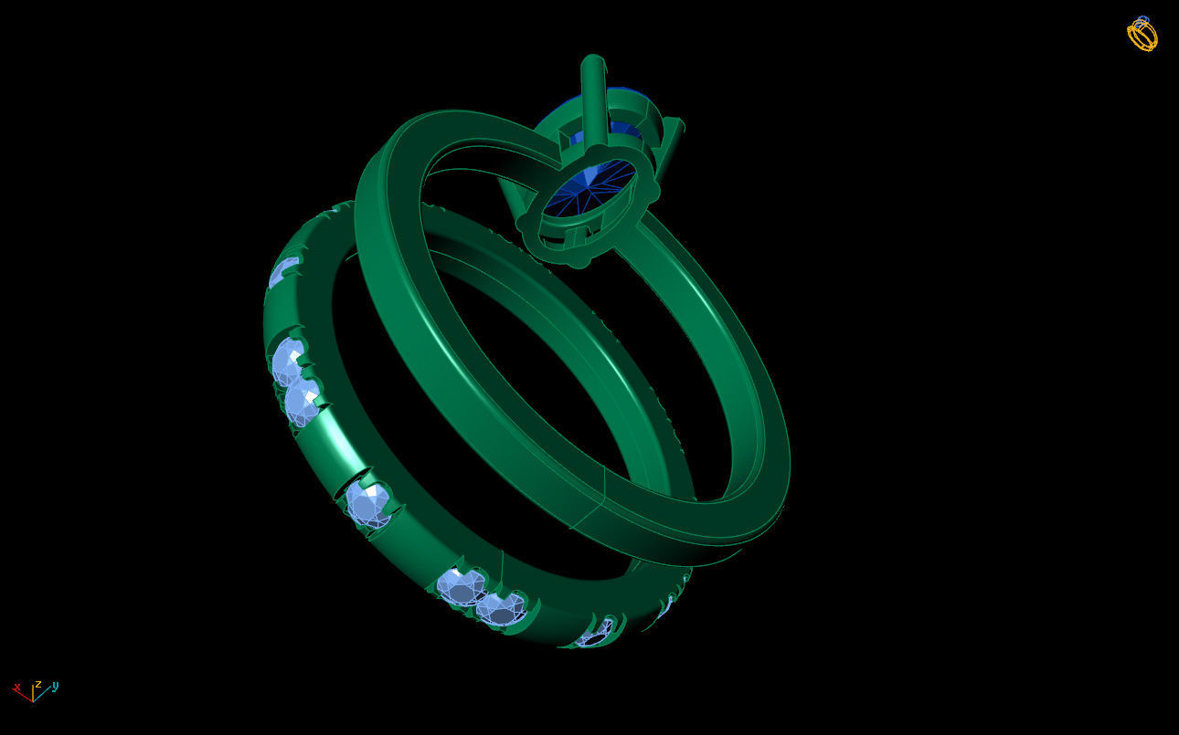 duble rings 3D print model_2