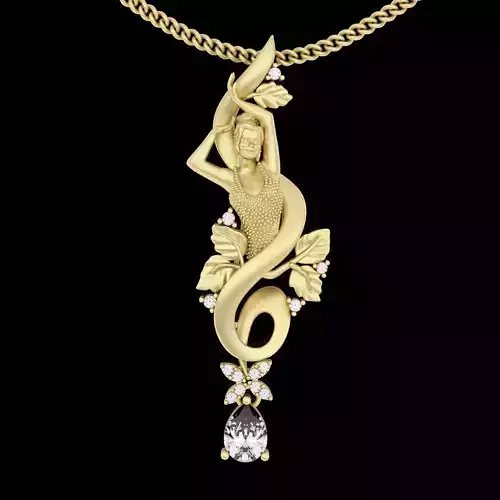 Girl pendant silver gold jewelry printable 3D model