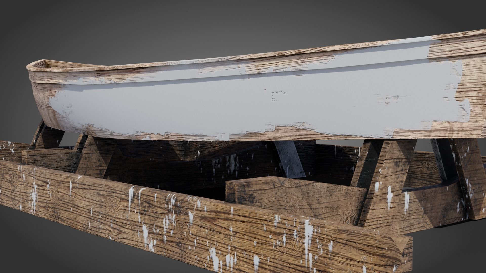 Medieval boatmaker props Low-poly 3D model_4