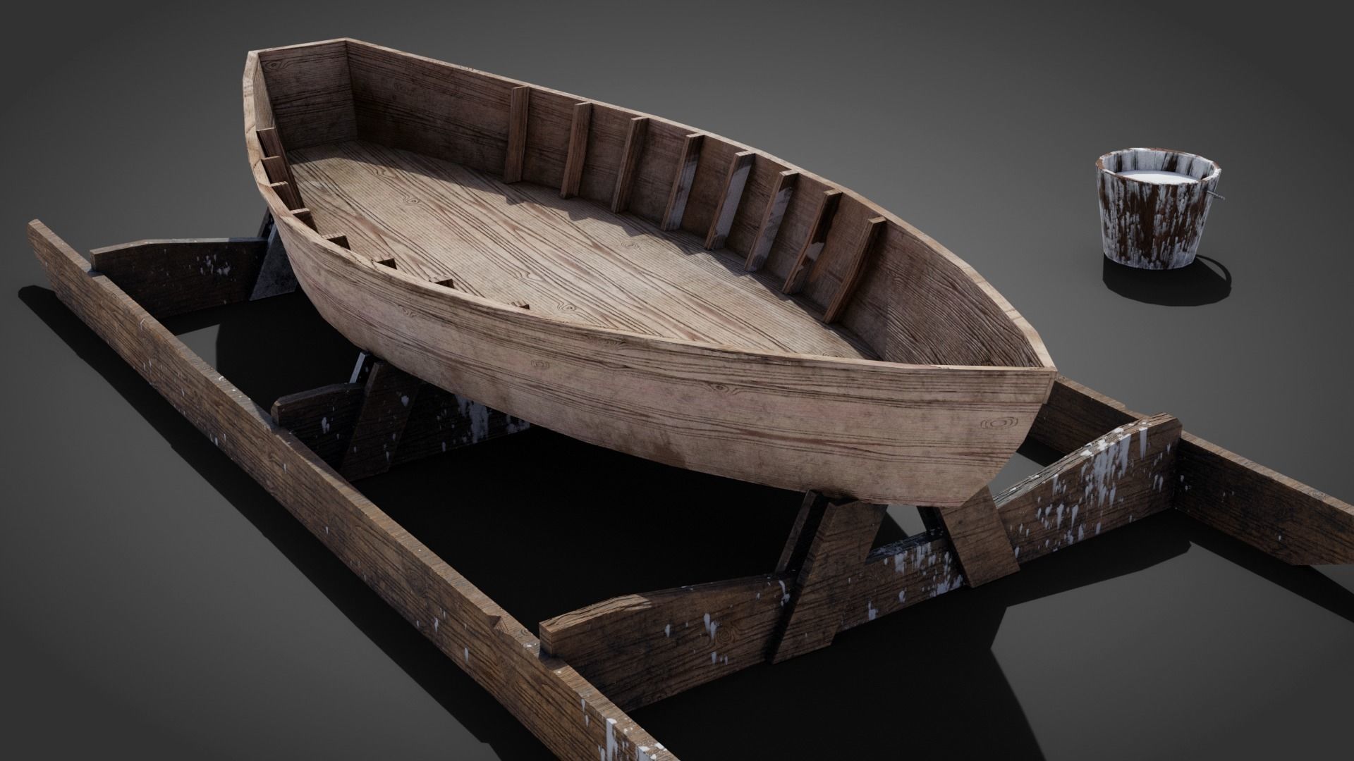 Medieval boatmaker props Low-poly 3D model_3