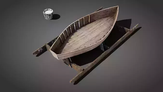 Medieval boatmaker props Low-poly 3D model