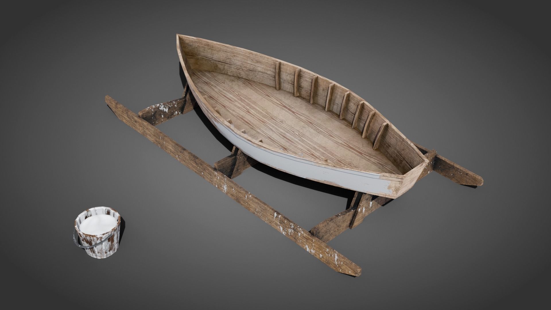 Medieval boatmaker props Low-poly 3D model_1