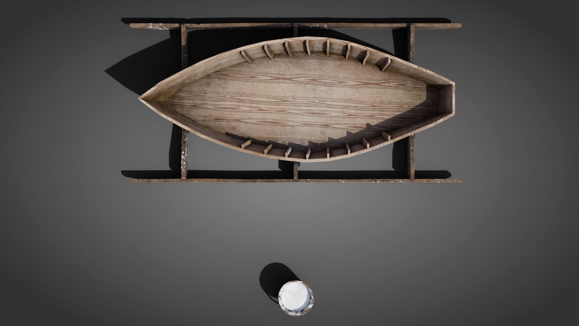 Medieval boatmaker props Low-poly 3D model_2