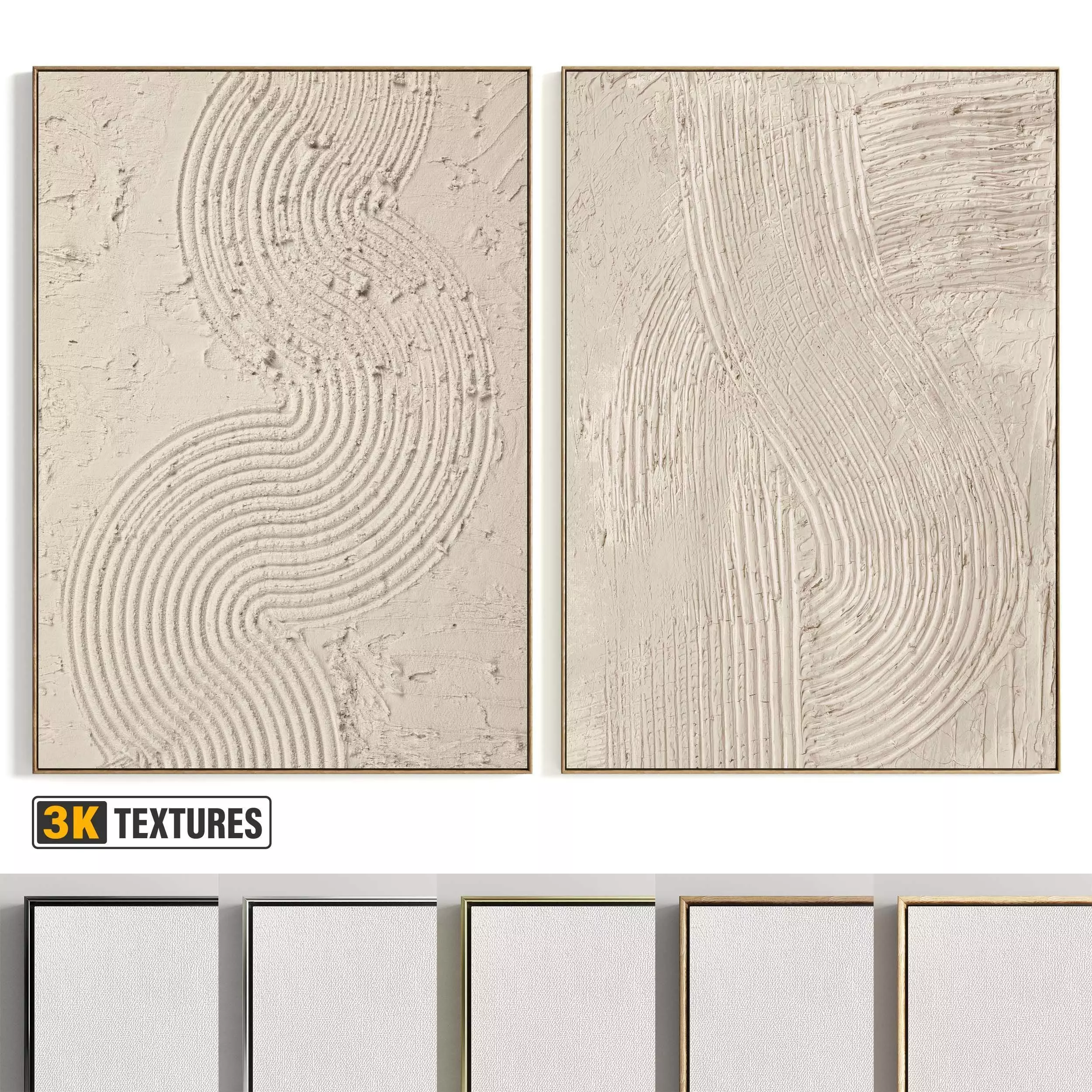 Plaster Two Photo Frame 453 Low-poly 3D model_0