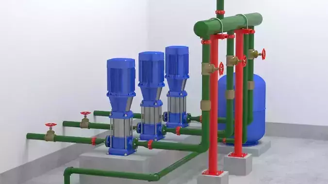 Water pumps system 3D model