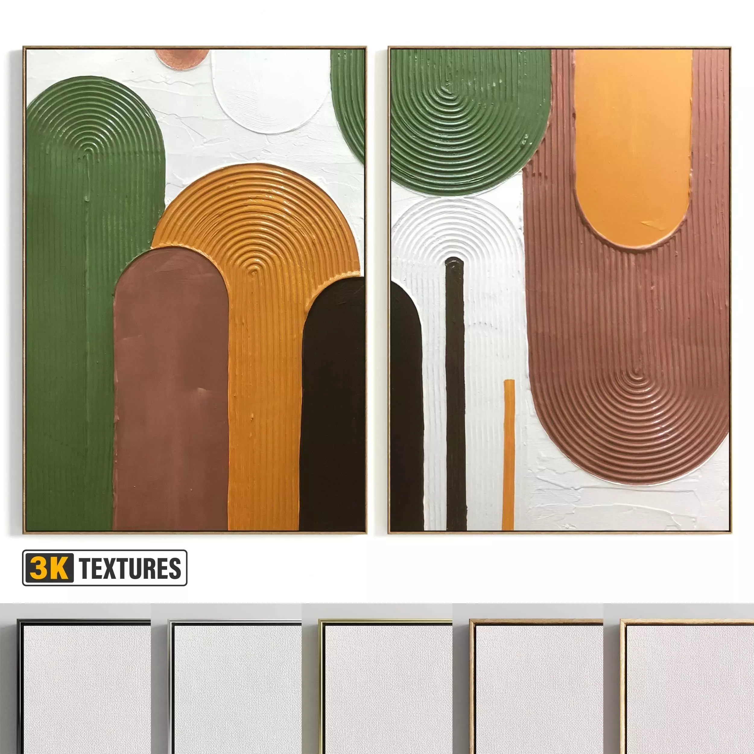 Plaster Two Photo Frame 454 Low-poly 3D model_0