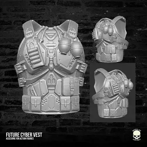 Future Cyber Vest 3D printable File for Action Figures  3D print model