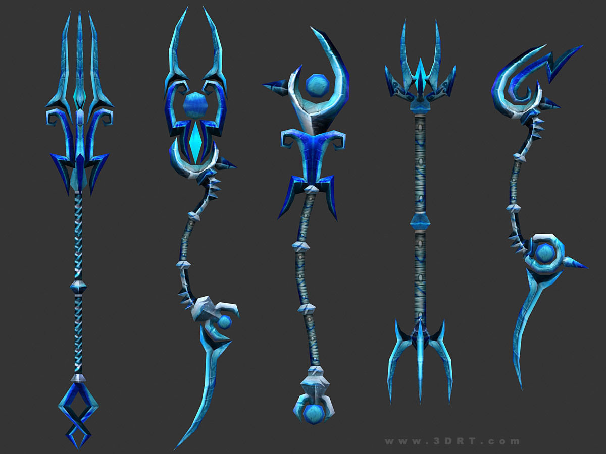 3DRT - fantasy arms Staves Low-poly 3D model_8