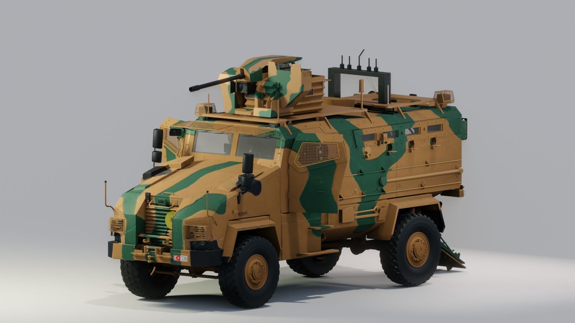 BMC kirpi MRAP - include inside - Fully Rigged Low-poly 3D model_4