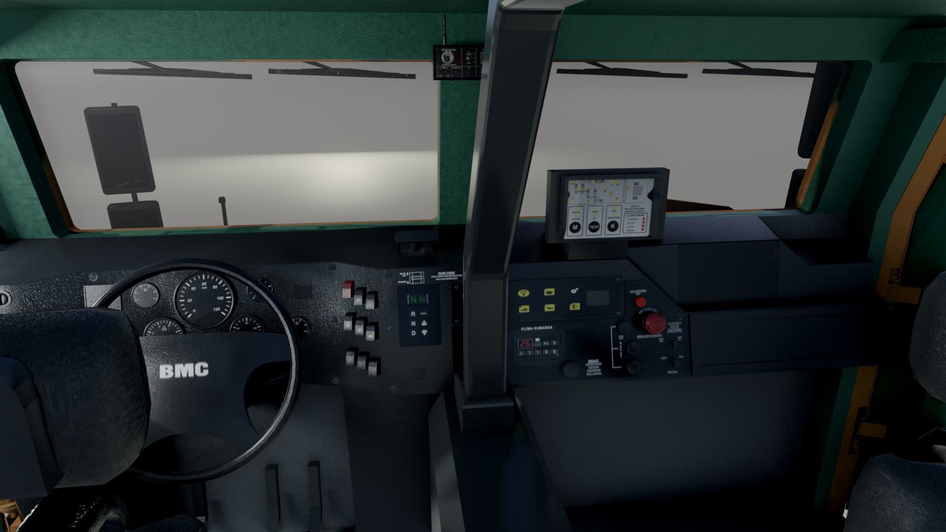 BMC kirpi MRAP - include inside - Fully Rigged Low-poly 3D model_13